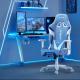 AutoFull Gaming Chair Blue PU Leather Racing Style Computer Chair, Lumbar Support E-Sports Swivel Chair, AF077UPU